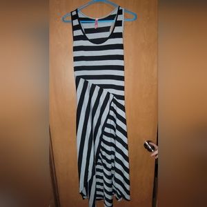 Magic Women Dress Size Small Black and grey stripe High Low Dress
